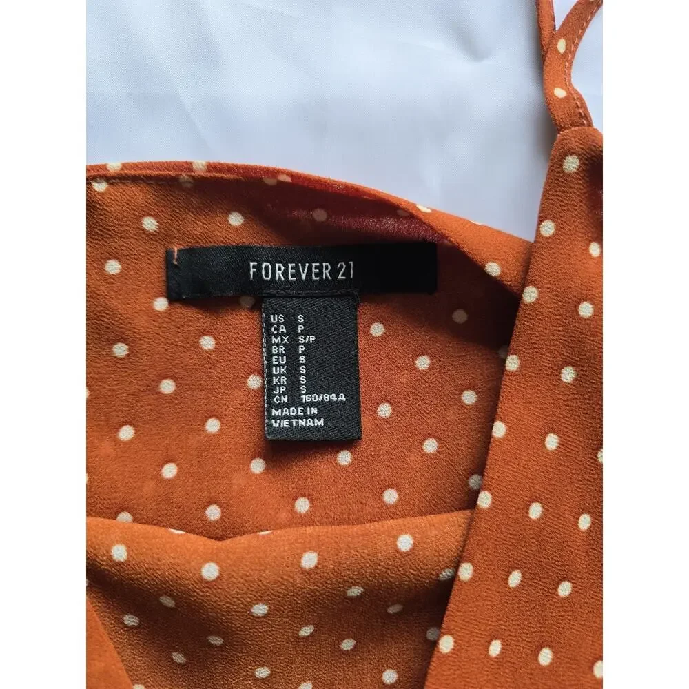 Forever 21 Women's Polka Dot Camisole Tank Top Rust White Size S - Picture 3 of 3